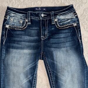 Miss Me Dark Wash Jeans with Embellished Pockets